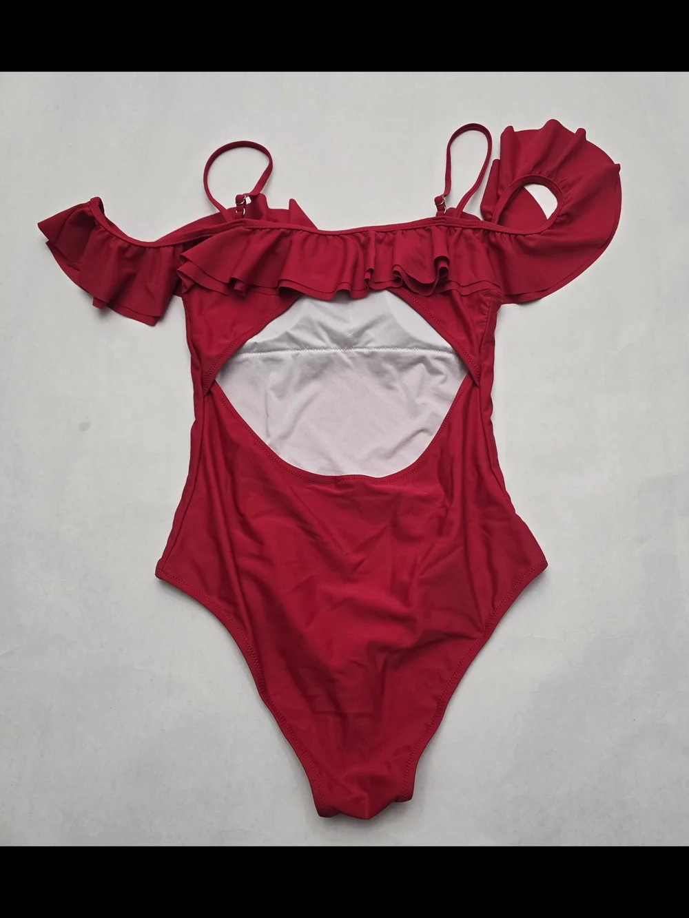 Cupshe Red Ruffle Off-Shoulder One-Piece Swimsuit